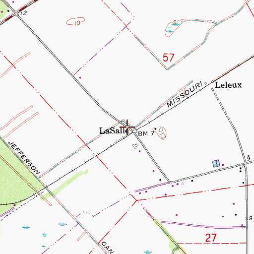 Topographic Map of Lasalle, LA