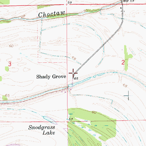 Topographic Map of Shady Grove, LA