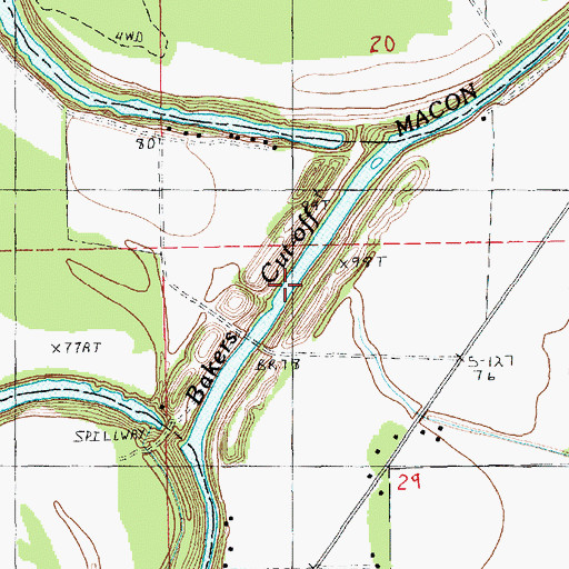Topographic Map of Bakers Cut-off, LA