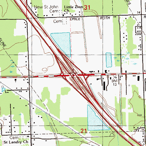 Topographic Map of Interchange 177, LA