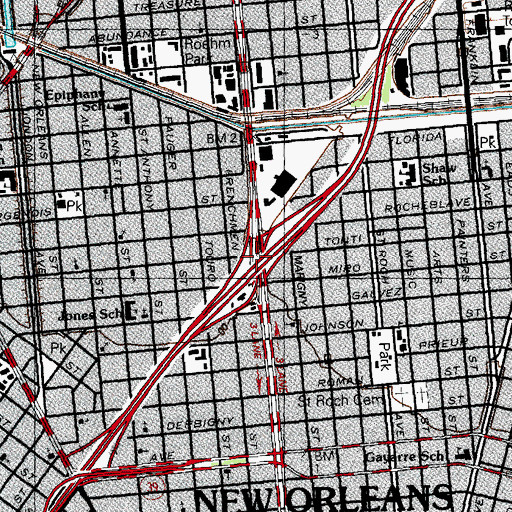 Topographic Map of Interchange 237, LA