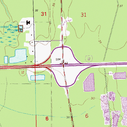 Topographic Map of Interchange 22, LA