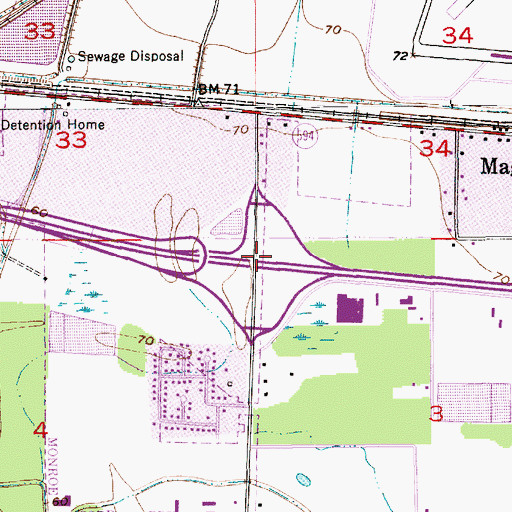 Topographic Map of Interchange 120, LA