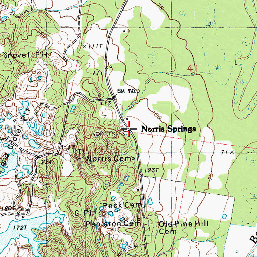 Topographic Map of Norris Springs, LA