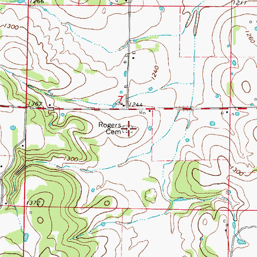 Topographic Map of Rogers Cemetery, AR