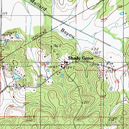 Topographic Map of Shady Grove, LA