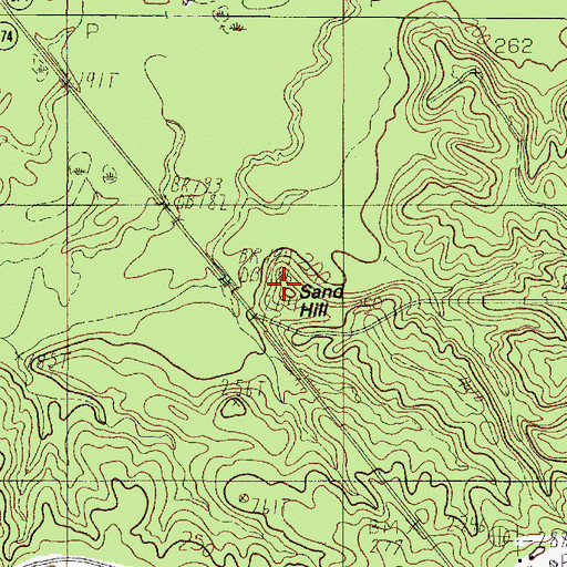 Topographic Map of Sand Hill, LA
