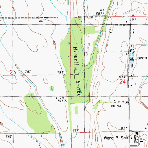 Topographic Map of Howell Brake, LA