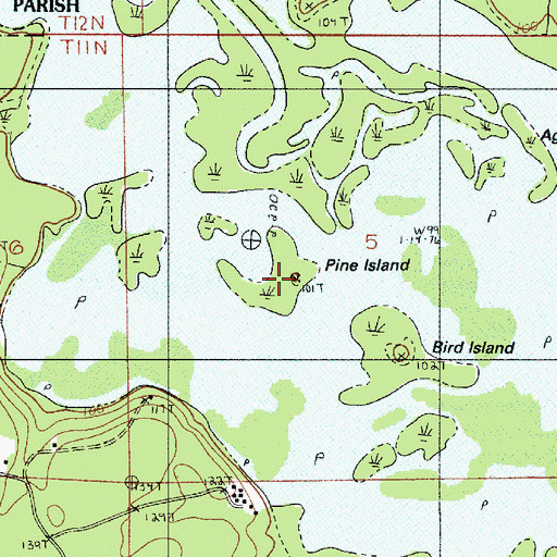 Topographic Map of Pine Island, LA