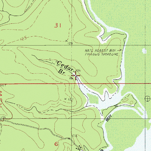 Topographic Map of Cedar Branch, LA