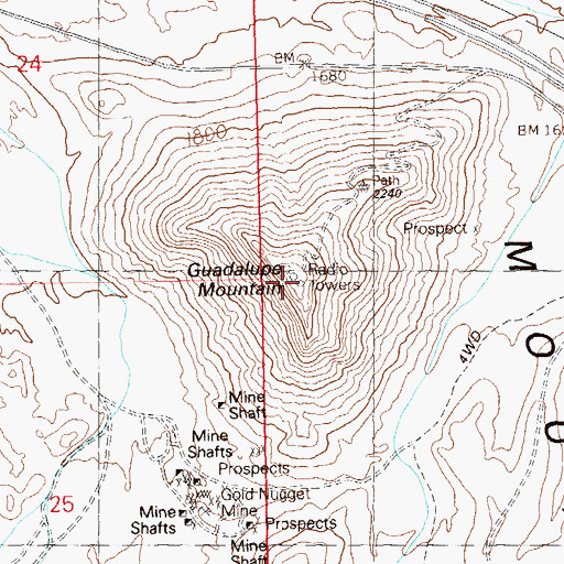 Topographic Map of Guadalupe Mountain, AZ