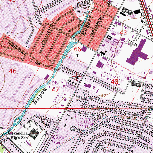 Topographic Map of Grace Christian School, LA