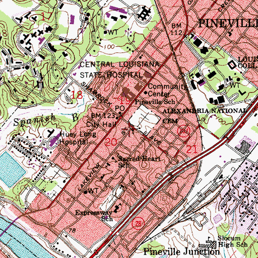 Topographic Map of Solid Rock Baptist Church, LA
