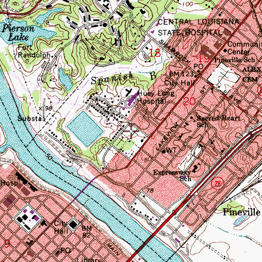 Topographic Map of Mount Olivet Cemetery, LA
