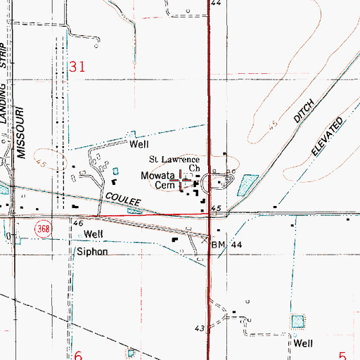 Topographic Map of Mowata Cemetery, LA