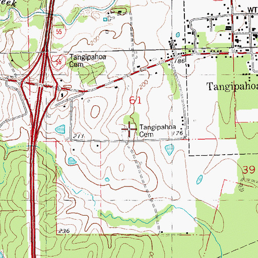 Topographic Map of Tangipahoa Cemetery, LA