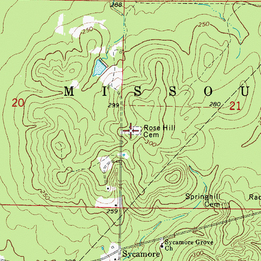 Topographic Map of Rose Hill Cemetery, AR