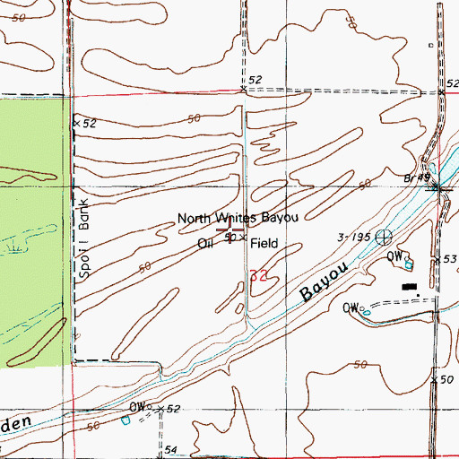 Topographic Map of North Whites Bayou Oil Field, LA