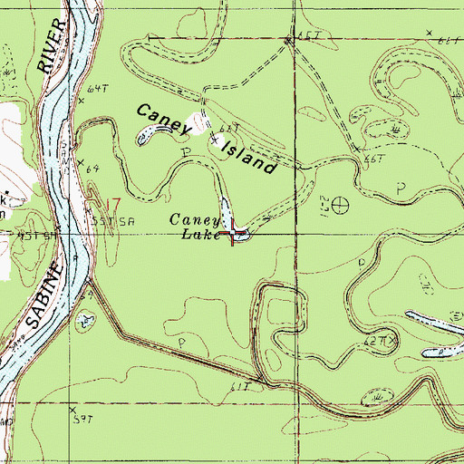 Topographic Map of Caney Lake, LA