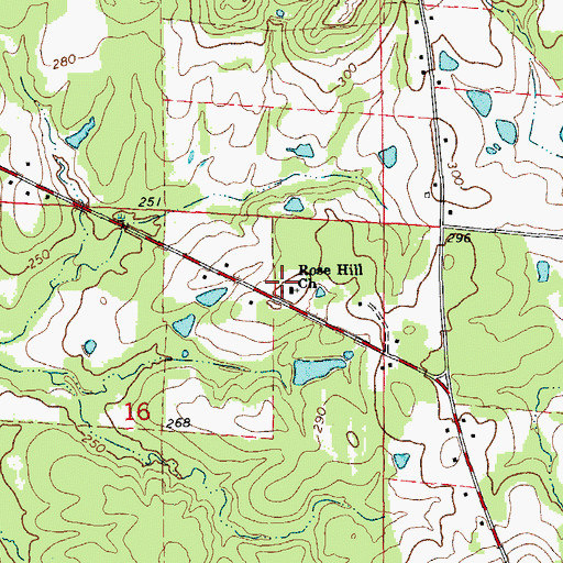 Topographic Map of Rose Hill Church, AR