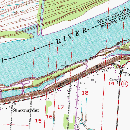 Topographic Map of Red Store Landing Revetment, LA