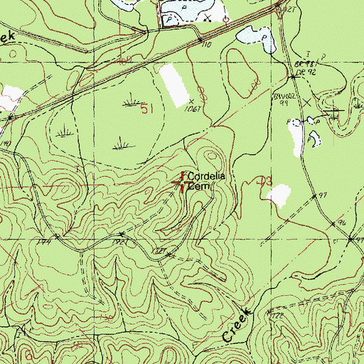 Topographic Map of Cordelia Cemetery, LA