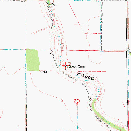 Topographic Map of Ross Cemetery, AR