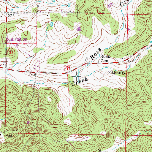 Topographic Map of Ross Creek, AR