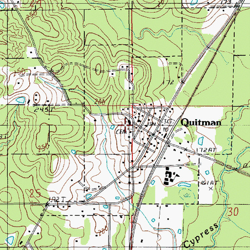 Topographic Map of Quitman First Baptist Cemetery, LA