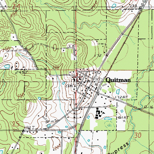 Topographic Map of Quitman First Baptist Church, LA