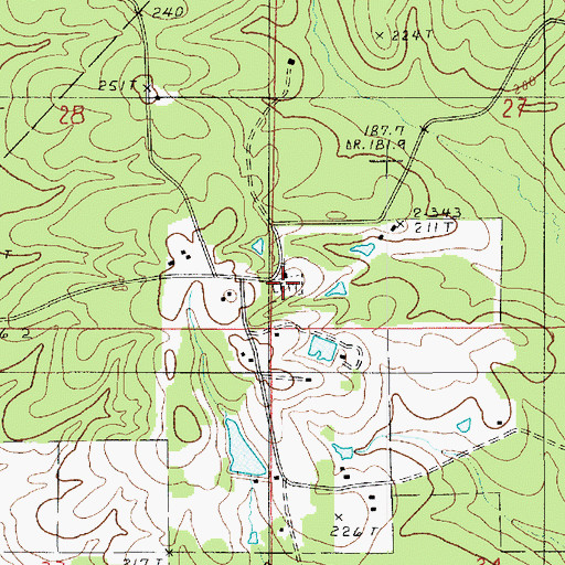 Topographic Map of Siloam Springs Cemetery, LA