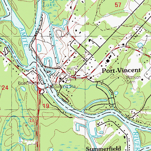 Topographic Map of Port Vincent Baptist Church, LA