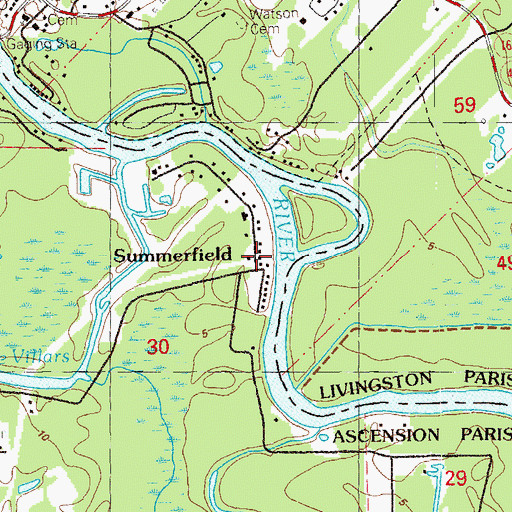Topographic Map of Summerfield, LA