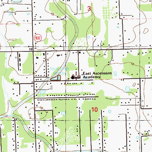 Topographic Map of Ascension Christian Academy (historical), LA