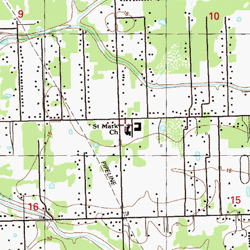 Topographic Map of Saint Mark Catholic Church, LA
