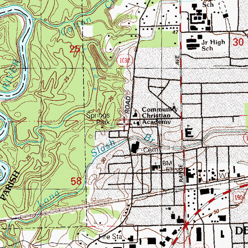 Topographic Map of Springs Park, LA