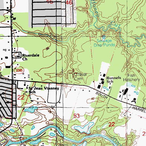 Topographic Map of O'Neal Cemetery, LA