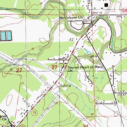 Topographic Map of Sacred Heart of Mary Spiritual Church of Christ, LA