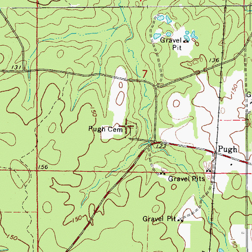 Topographic Map of Pugh Cemetery, AR
