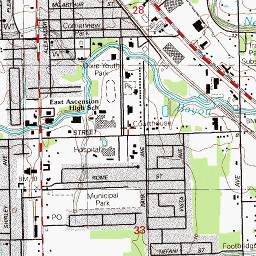 Topographic Map of Ascension Parish Library, LA