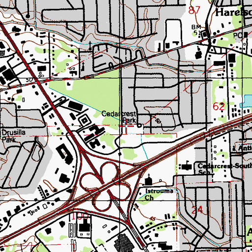 Topographic Map of Cedarcrest Park, LA