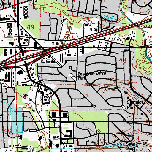 Topographic Map of Eastgate Drive Park, LA