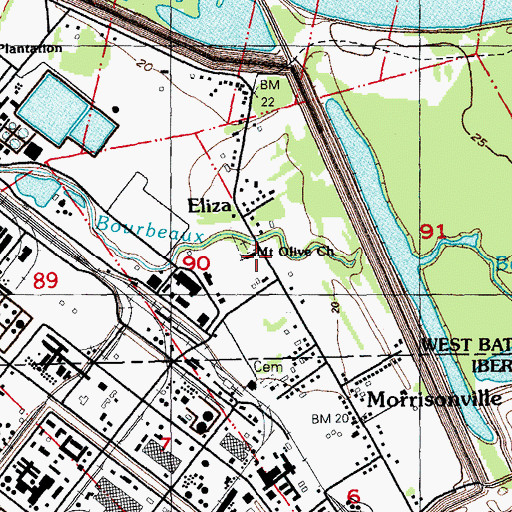 Topographic Map of Mount Olive Church, LA