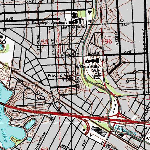 Topographic Map of Edward Avenue Park, LA