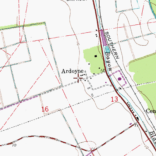 Topographic Map of Ardoyne, LA
