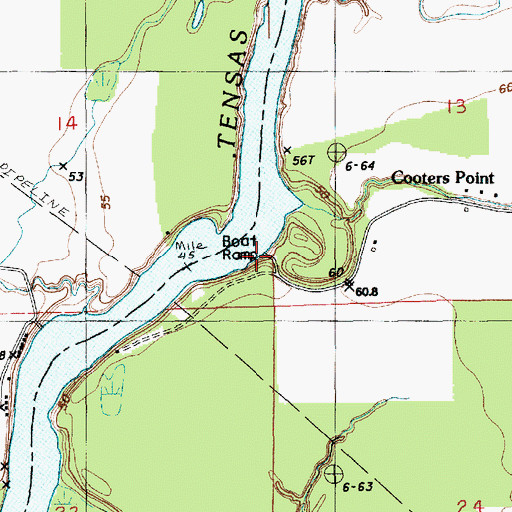 Topographic Map of Cooters Landing, LA