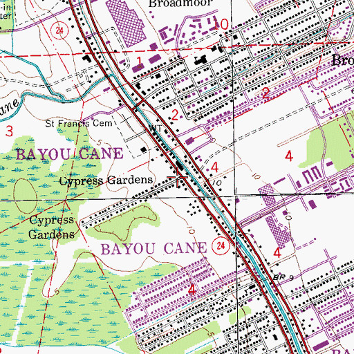 Topographic Map of Cypress Gardens, LA