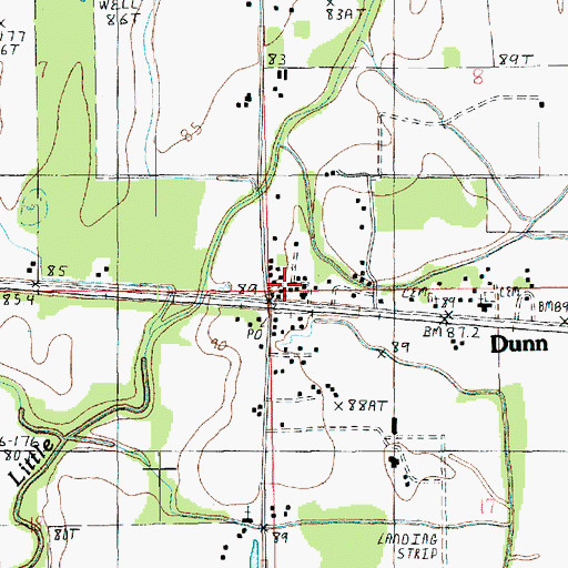 Topographic Map of Dunn, LA