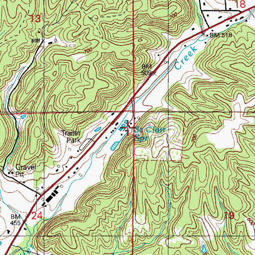 Topographic Map of Saint Clair Spring, AR