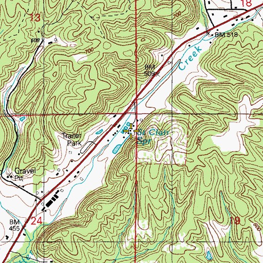 Topographic Map of Saint Clair Spring, AR